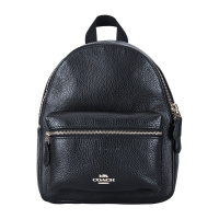 COACH 蔻驰 奢侈品 欧美时尚女士黑色人造革拉链双肩包