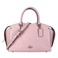 COACH 蔻驰 奢侈品 欧美时尚女斜挎包专柜款粉色人造革手提单肩包