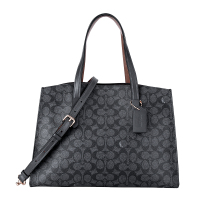 COACH 蔻驰 奢侈品 欧美时尚女士手提包专柜款藏青色PVC手拿单肩斜挎包