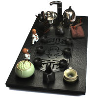 鑫众源乌金石茶具 石茶盘乌黑金石 雕刻大镂空茶台海