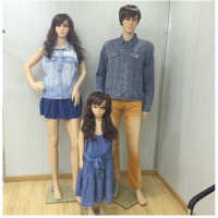 服装店男女士模特全身橱窗假人模型婚纱衣服模特架子展示道具 一家3个《男+女+小女孩》+假发 官方标配