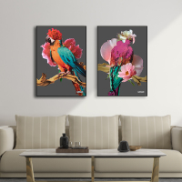 富安娜墙壁画现代简约客厅挂画装饰画客厅沙发背景墙挂画北欧轻奢羽鸣花开