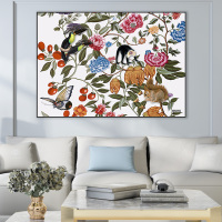 富安娜墙壁画现代简约客厅挂画装饰画客厅沙发背景墙挂画北欧轻奢羽鸣花开