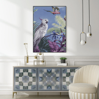 富安娜墙壁画现代简约客厅挂画装饰画客厅沙发背景墙挂画北欧轻奢羽鸣花开