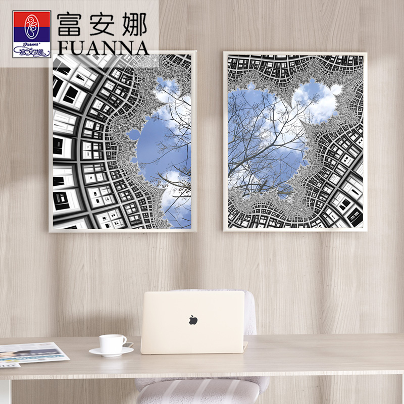 富安娜墙壁画现代简约客厅挂画装饰画客厅沙发背景墙挂画北欧轻奢原生之界高清大图