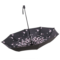 [精选]天堂伞 全遮光黑胶三折小黑伞遮阳伞太阳伞晴雨伞 粉色(10把价格)