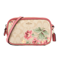 COACH 蔻驰 奢侈品 欧美时尚卡其粉色人造革单肩女斜挎包