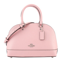 COACH 蔻驰 奢侈品 欧美时尚粉色皮革手拿单肩斜挎贝壳包女士手提包