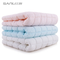 三利(SANLI) 纯棉割绒素雅格调毛巾 洗脸面巾 礼盒3条装 33×72cm 浅蓝浅粉雪白 浅蓝、