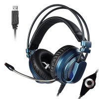 西伯利亚(XIBERIA)V10 电竞游戏耳机头戴式7.1声道重低音7彩发光电脑有线耳机耳麦 蓝色