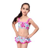 Ikali/伊佳林 儿童游泳衣女孩泳装裙子 女童宝宝印花分体游泳衣