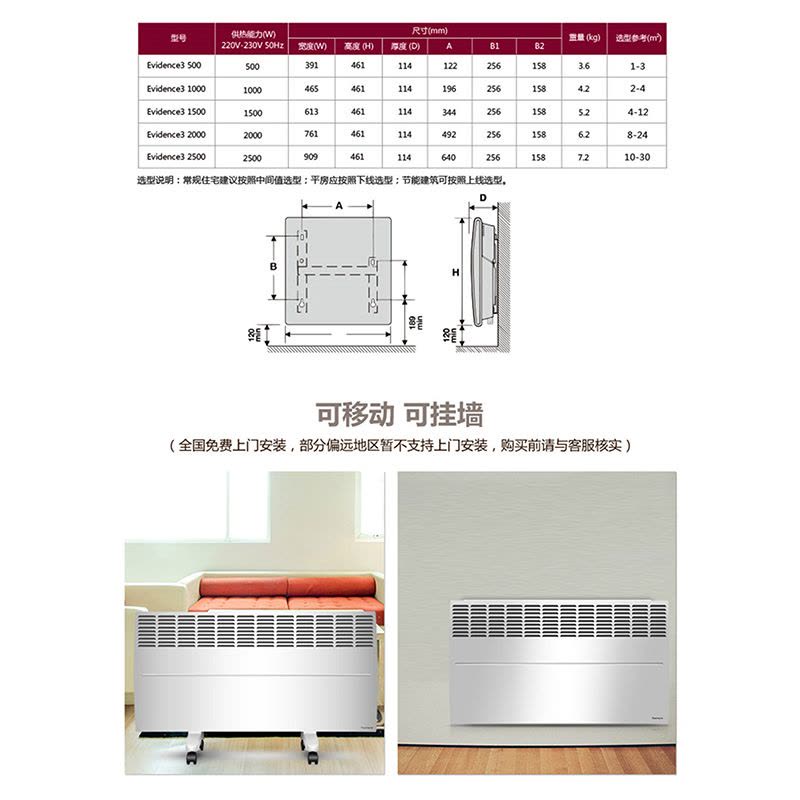 法国赛蒙Thermor EV3-500w 电采暖器暖风机 法国原装白色 （单位：台）图片