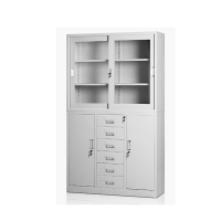 鸿业盛大简约现代办公柜中六斗移门环保喷塑铁皮柜1180L*390W*1800L储物大容量柜