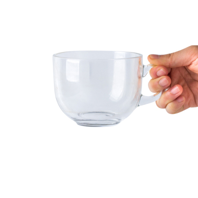 亿嘉IJARL 创意纯色简约花茶杯甜点杯早餐牛奶玻璃杯480ml