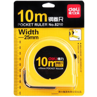 得力（deli）8210 全包胶 钢卷尺 工程 测量专用 10m