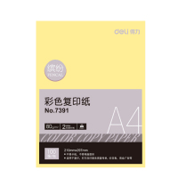 得力(deli)7391 A4彩色复印纸 手工卡纸 80g 100张/包 浅黄色 单包装