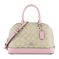 COACH 蔻驰 奢侈品 女士卡其粉色人造革手提单肩斜挎贝壳包