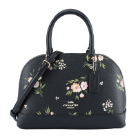 COACH 蔻驰 奢侈品 女士黑色印花皮革手提单肩斜挎贝壳包