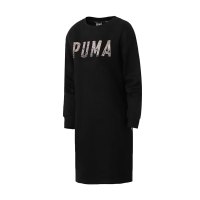 PUMA彪马女装连衣裙上衣套头衫圆领运动服卫衣851868 L 85186801黑色+金属灰