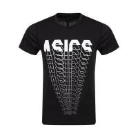 ASICS男服短袖T恤2019圆领印花logo休闲运动服2031A694-002 L 2031A694-002黑色/白色