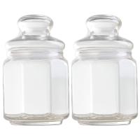 Ocean进口透明玻璃八角密封罐玻璃盖防潮茶叶糖果干果瓶510ML2只