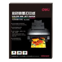 J得力(deli)3545 彩色喷墨打印纸 A4喷墨打印纸128g 100张每包