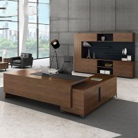 麦格尚 办公桌FBGZ-012 简约大气老板经理主管总裁大班台 电脑桌(含副柜)胡桃木色