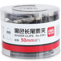 得力(deli)8561 50mm 金属黑色长尾夹 12只