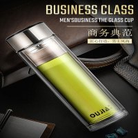 膳魔師(THERMOS)双层厚底防摔倒高硼硅玻璃保温玻璃水杯