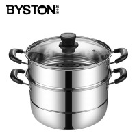 栢士德 索菲亚蒸锅 28公分蒸锅 不锈钢蒸锅 汤锅+蒸格+蒸片+钢化玻璃盖