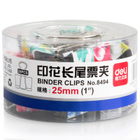 得力(deli)8494印花票夹长尾票夹 25mm印花长尾票夹四种花色混装24只/盒