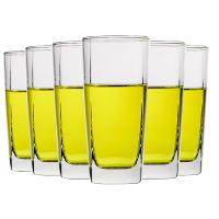 ocean进口无铅透明玻璃四方水杯耐热茶杯果汁杯高款直身杯饮料杯子320ML6只