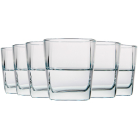ocean进口无铅透明玻璃四方水杯耐热茶杯果汁杯矮款四方威士忌酒杯洋酒杯啤酒杯子295ML6只