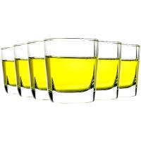 ocean进口无铅透明玻璃四方水杯耐热茶杯果汁杯矮款直身杯威士忌酒杯啤酒杯子195ML6只