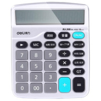 得力(deli) 1532 12位带闹铃语音办公桌面计算器计算机 银白色
