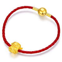 壹仟俩 黄金手链999足金财神小猪通用3D硬金本命绳手链 定价黄金饰品YC0007