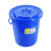怡然 蓝色带盖圆形水桶 120L 工业用大桶