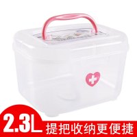 茶花 塑料收纳箱 提把居家小药盒子 2.3L 2602