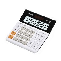 卡西欧(CASIO) MH-12-WE 小型 12位 双电源 超宽计算器 白色 专业计算系列