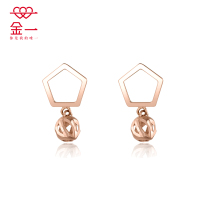 金一1 8K金 新款玫瑰金方寸之间 女士K金耳钉 送女友 (定价)CEF004
