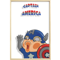 王室(WANGSHI) [规格:43*63cm 实木框 2.5cm厚(多种图案)]壁画 美国队长卡通玻璃壁画 卧室装饰画