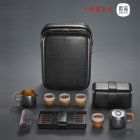 哲品 哲系列.万方安和旅行茶具套装(纯银熏黑版) 高端旅行茶具套组礼盒