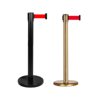 名品居(MINGPINJU) HSJ-63[规格:黑色/金色 3米]隔离带 不锈钢隔离带安全警示 伸缩栏杆座银行排队护栏