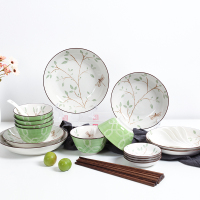 顺祥月光岩28头餐具 陶瓷餐具 碗 碗碟套装 日式可微波炉 餐具套装 苏宁自营