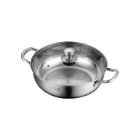 今创(jinchuang) 汤锅清汤火锅锅具304不锈钢煮锅炖锅电磁炉明火通用28cm带盖中式复底双耳清汤锅