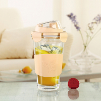 乐摇杯 家用玻璃水杯 乐摇玻璃杯玻璃水杯扣杯隔热随手带盖 起订量240个 48个每箱,按整箱发货