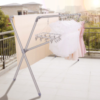 艾格莱雅晾衣架折叠落地加厚x型不锈钢阳台加长晒被架室外铝合金接头凉衣架晒架
