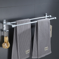 沐贝勒 免打孔毛巾架浴室太空铝卫生间挂挂双杆毛巾杆