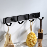 沐贝勒 免打孔挂衣钩 黑色排钩衣帽钩 厨房浴室挂件 卫生间挂钩 排钩壁挂