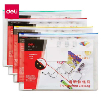 得力透明拉边文件袋(A4/333*240mm/0.18mm/PVC) 5526(一包12只)